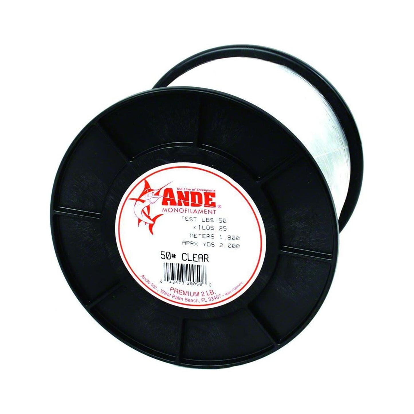 Ande A2-50C Premium Monofilament Fishing Line 2Lb Spool 50 lb 2000 Yards Clear