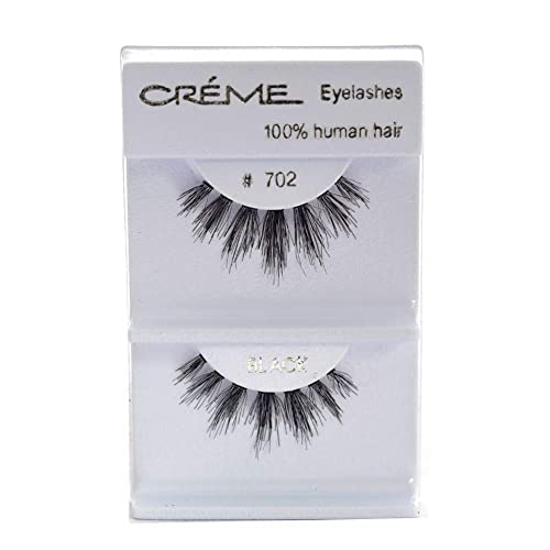Crème Eyelashes 24 Pairs 100% Human Hair Natural Look Fluffy Wispy False Eye Lashes Lightweight Extensions Multipack #702