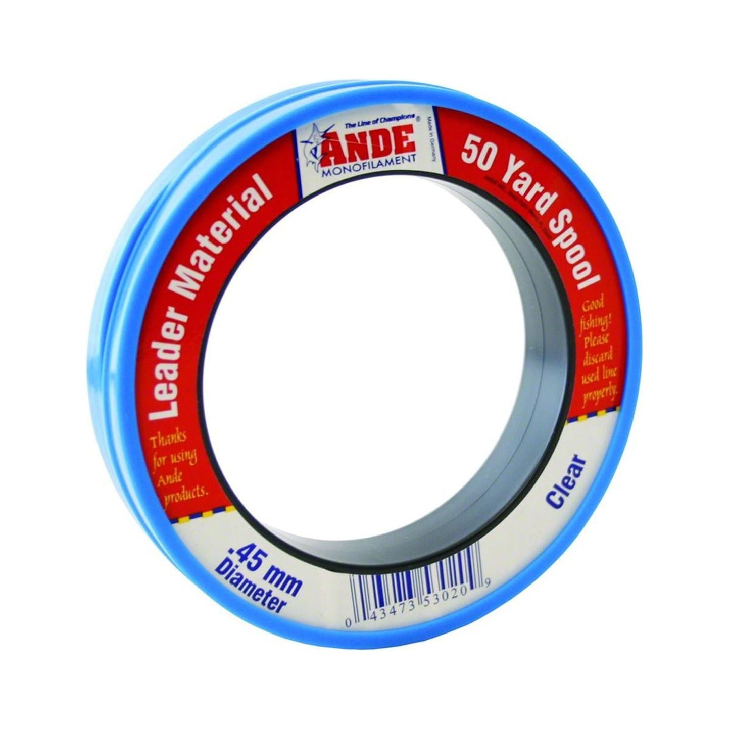 Ande Fishing Line FCW50-120 Clear Fluorocarbon Monofilament Leader 50 Yards 120 lb