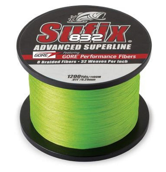 Sufix 832 Advanced Superline Braided Fishing Line 1200 yd 20lb Neon Lime