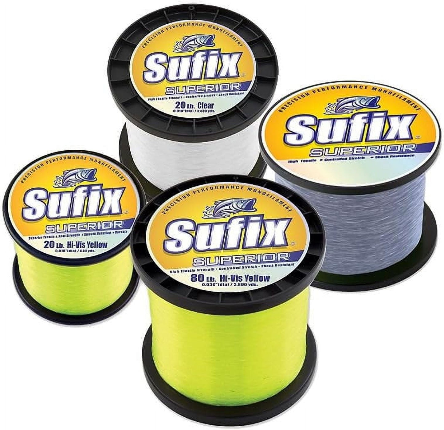 Sufix Superior Monofilament Line, 100 LB, 2405 YDS, Hi Vis - 650-300